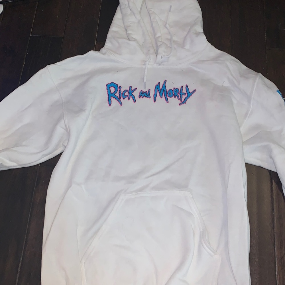 White Rick and morty hoodie